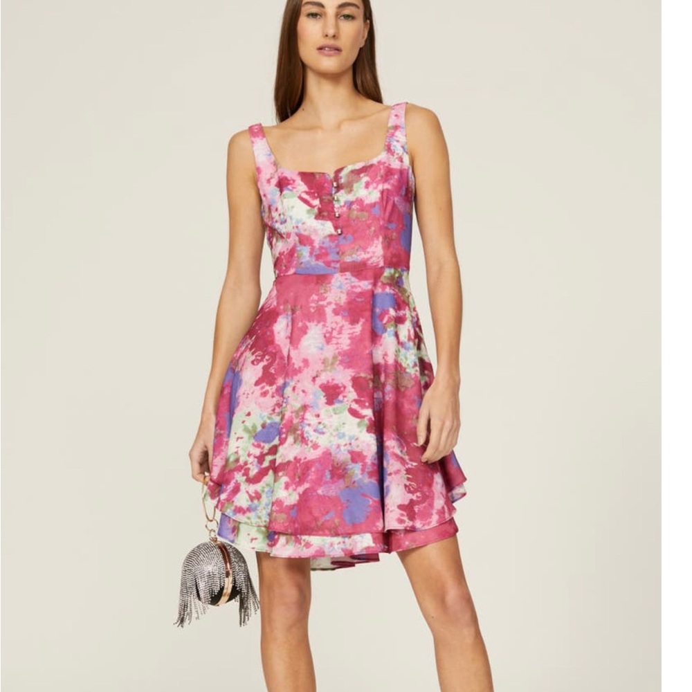 Esteban Cortazar Watercolor Corset Dress